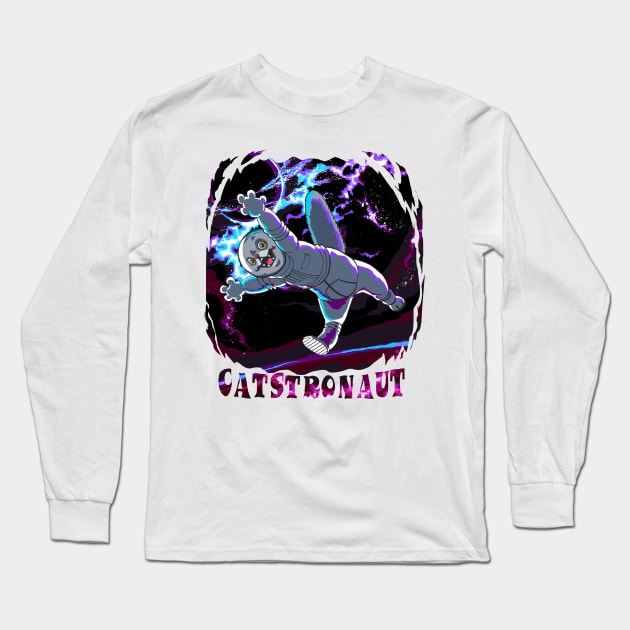 Catstronaut Funny Space Astronaut Cat Long Sleeve T-Shirt by ScottsRed